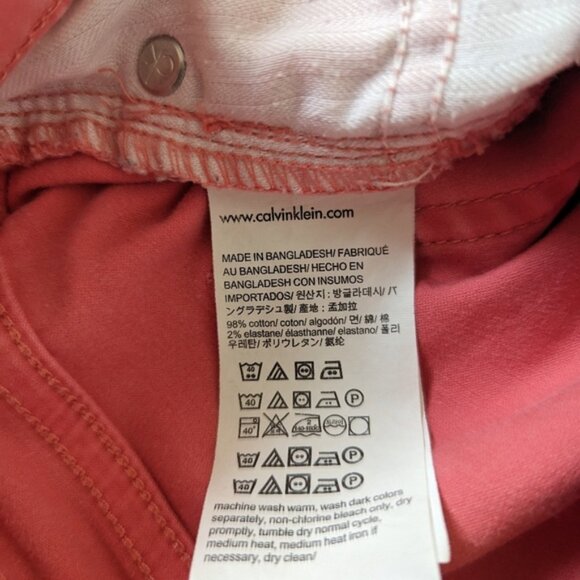 Calvin Klein Jeans Women's Coral Pink Ankle Skinny Size 10 Denim Barbiecore - Picture 6 of 10